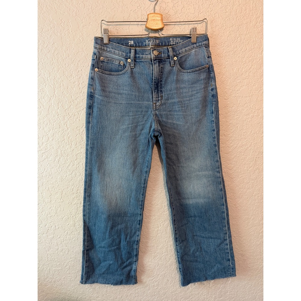 J.Crew High-rise cropped kickout jean in 1996 28 Retro Raw Hem Blue Denim 74343
